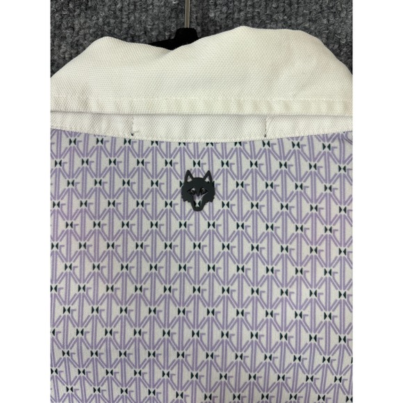 Greyson Golf Polo Shirt Mens Large Purple White Geometric Wolf Logo Performance - Picture 5 of 9